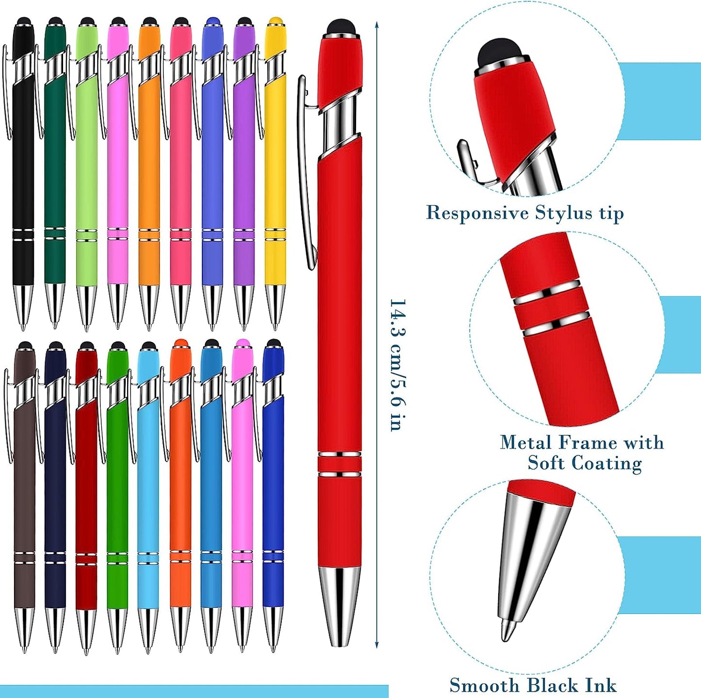 Engraved Soft Touch Pen with Stylus Tip. Personalize with Name | Quote | Motto | Message | Title | Business