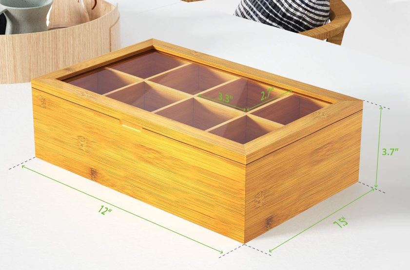 Custom Bamboo Tea Box (Sugar, Jewelry, Storage, Organizer etc.)