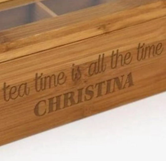 Custom Bamboo Tea Box (Sugar, Jewelry, Storage, Organizer etc.)