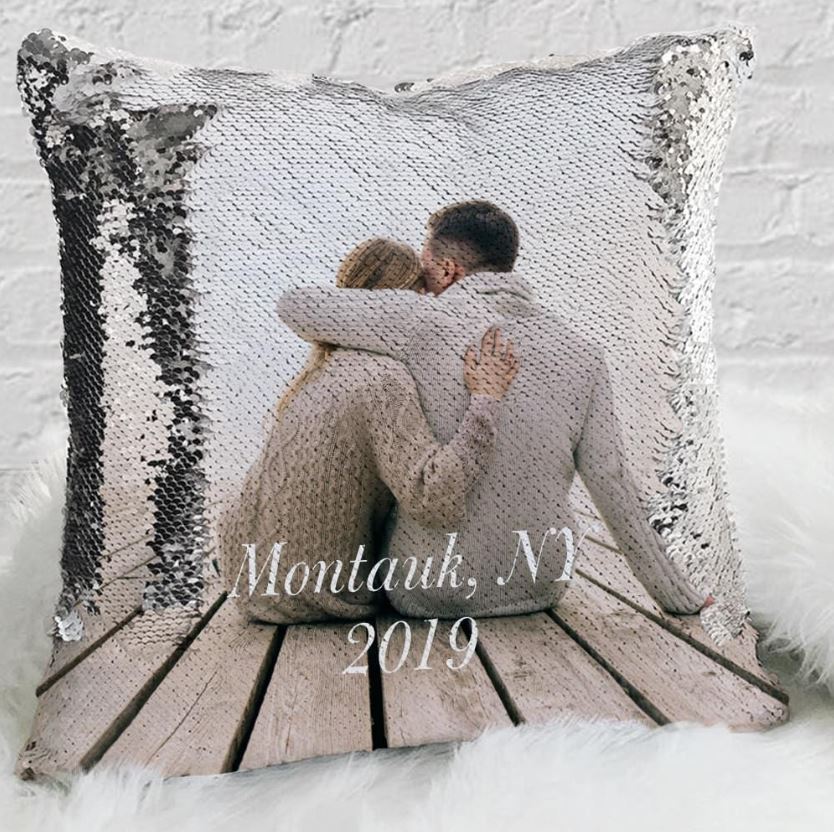 16" x 16' Sequin Cushion Cover | Family Photo | Team Logo Personal Design